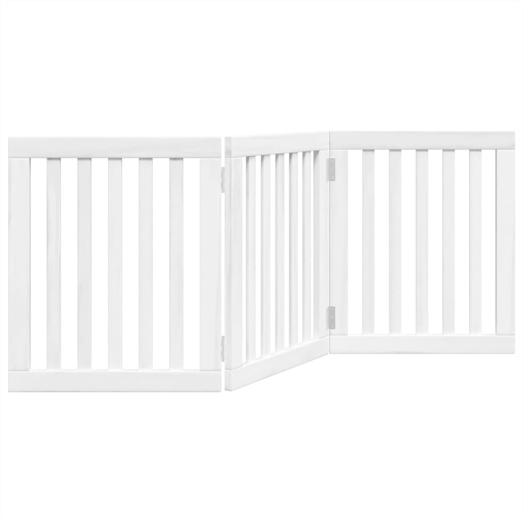 Vrata za pse s 3 panela sklopiva bijela 150 cm od drva topole