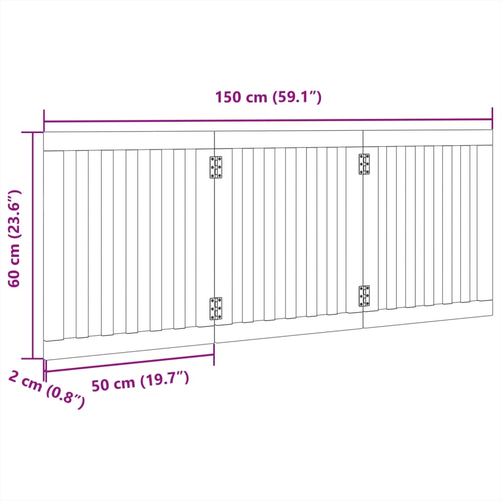 Vrata za pse s 3 panela sklopiva bijela 150 cm od drva topole