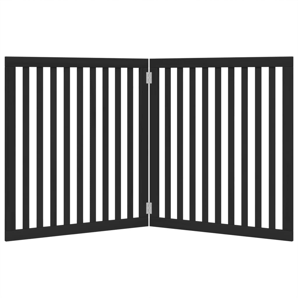 Vrata za pse s 2 panela sklopiva crna 160 cm od drva topole