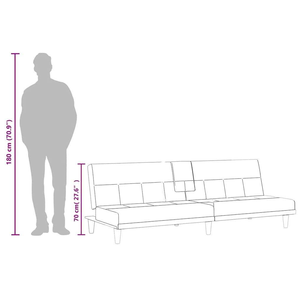 Kauč na razvlačenje s držačima za čaše tamnosivi od tkanine