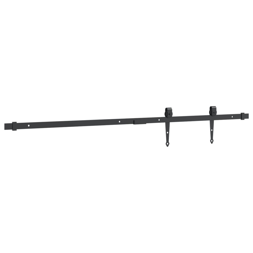 Mini set za klizna vrata ormarića crni 122 cm ugljični čelik