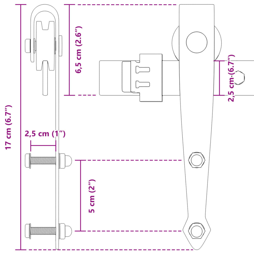 Mini set za klizna vrata ormarića crni 122 cm ugljični čelik