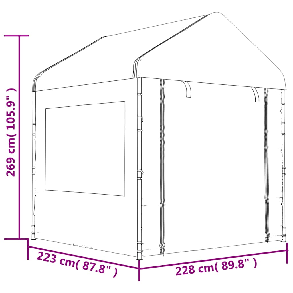 Sjenica s krovom bijela 2,28 x 2,23 x 2,69 m polietilen