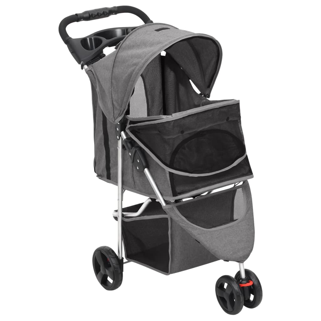 Sklopiva kolica za pse siva 80 x 46 x 98 cm od tkanine Oxford