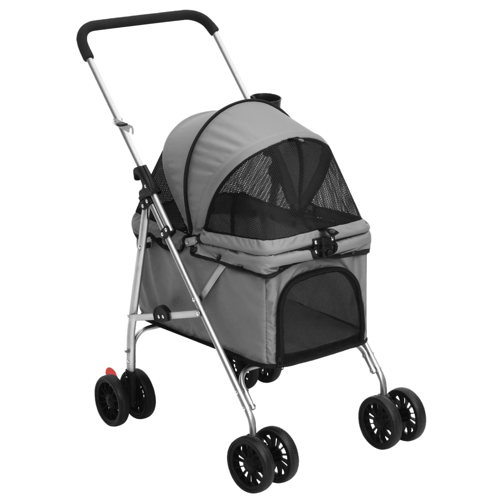 Sklopiva kolica za pse siva 76 x 50 x 100 cm od tkanine Oxford