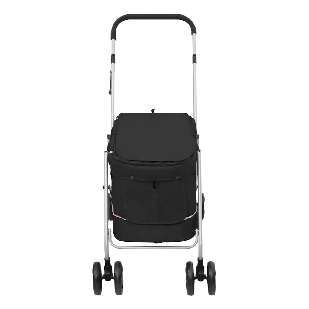Sklopiva kolica za pse crna 100 x 49 x 96 cm od lanene tkanine