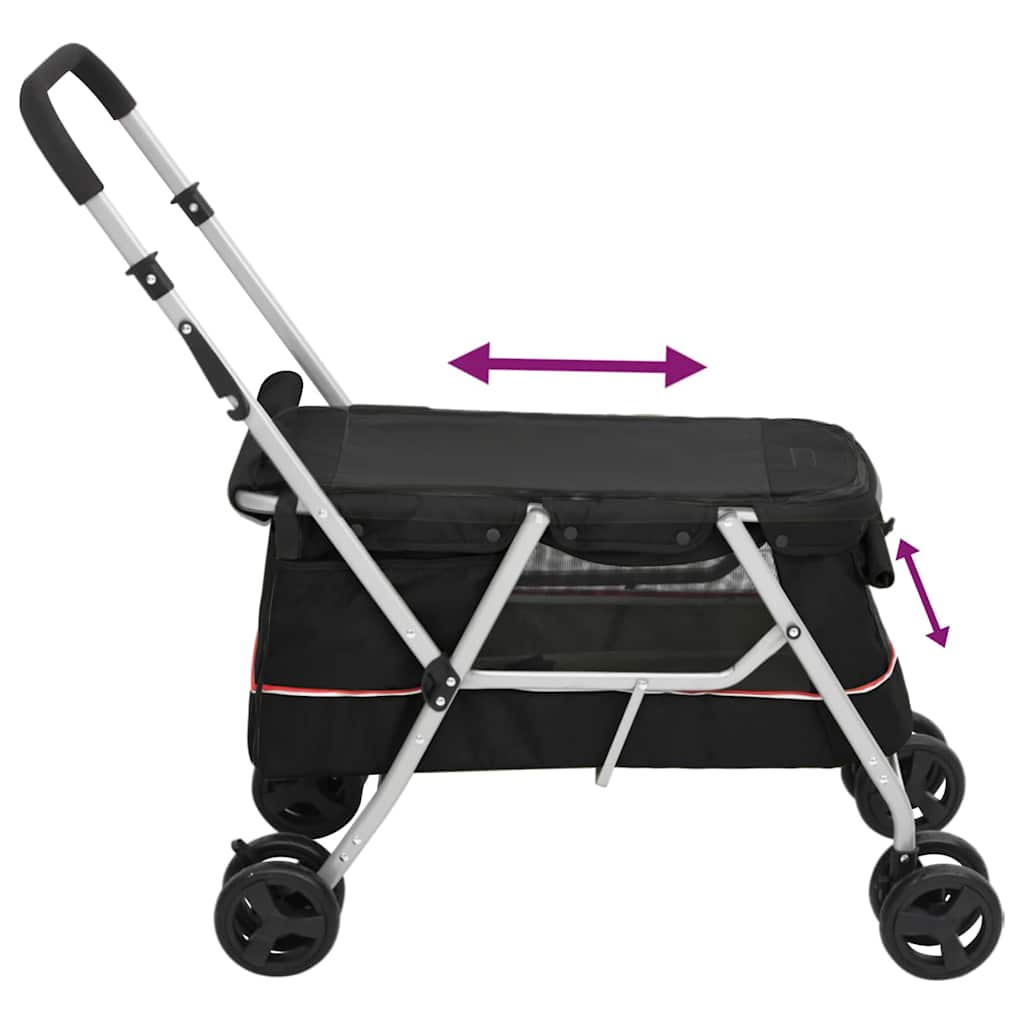 Sklopiva kolica za pse crna 100 x 49 x 96 cm od lanene tkanine