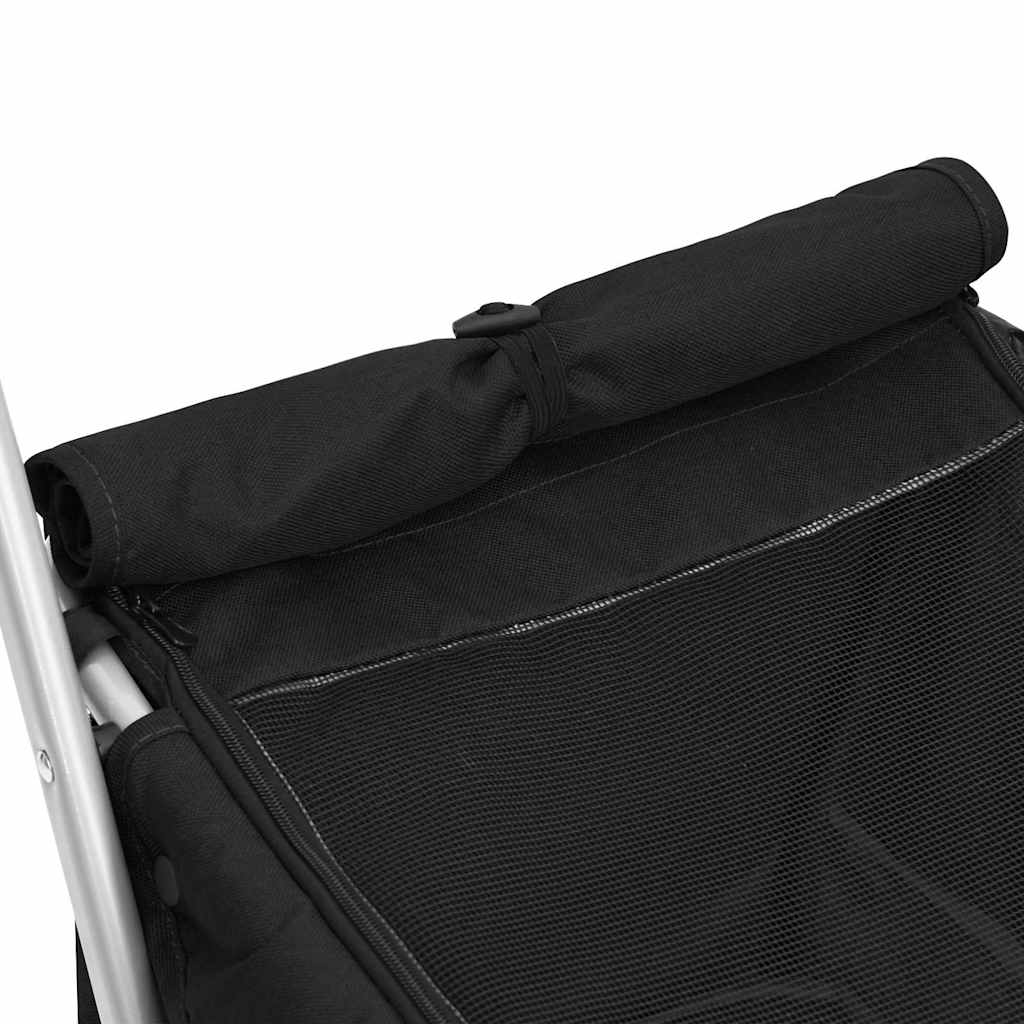 Sklopiva kolica za pse crna 100 x 49 x 96 cm od lanene tkanine