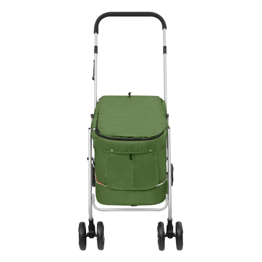 Sklopiva kolica za pse zelena 100x49x96 cm od lanene tkanine