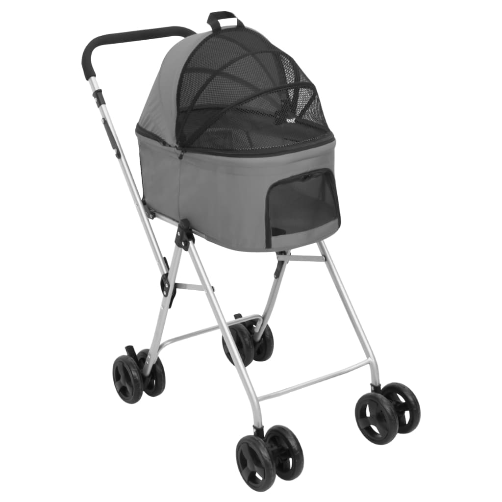 2-slojna sklopiva kolica za pse siva 83x48x97 cm tkanina oxford