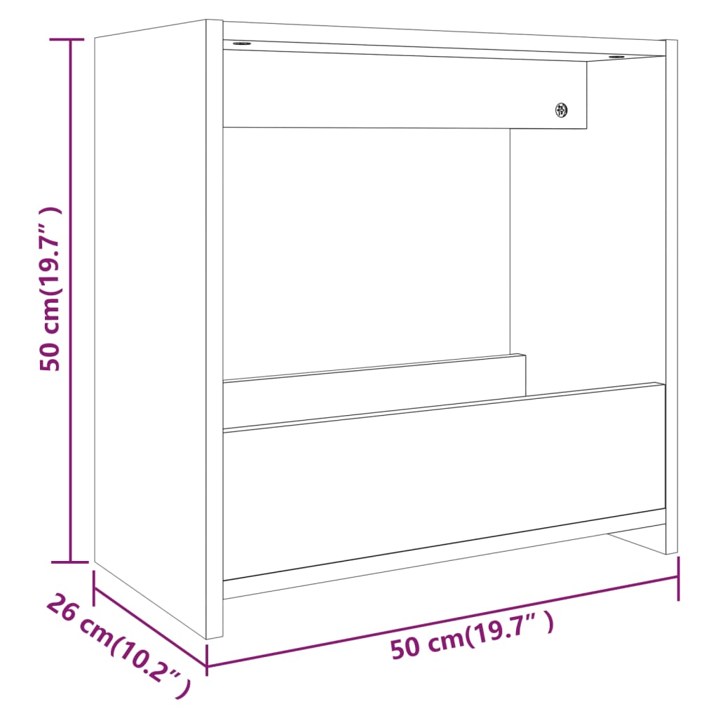 Bočni stolić smeđa boja hrasta 50x26x50 cm konstruirano drvo