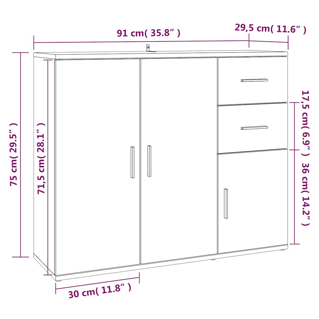 Komoda bijela 91 x 29,5 x 75 cm od konstruiranog drva