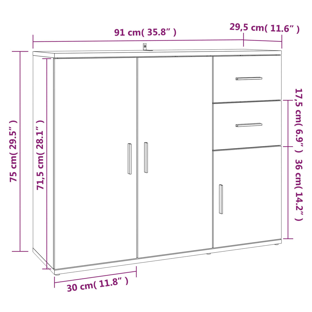 Komoda siva boja betona 91x29,5x75 cm od konstruiranog drva