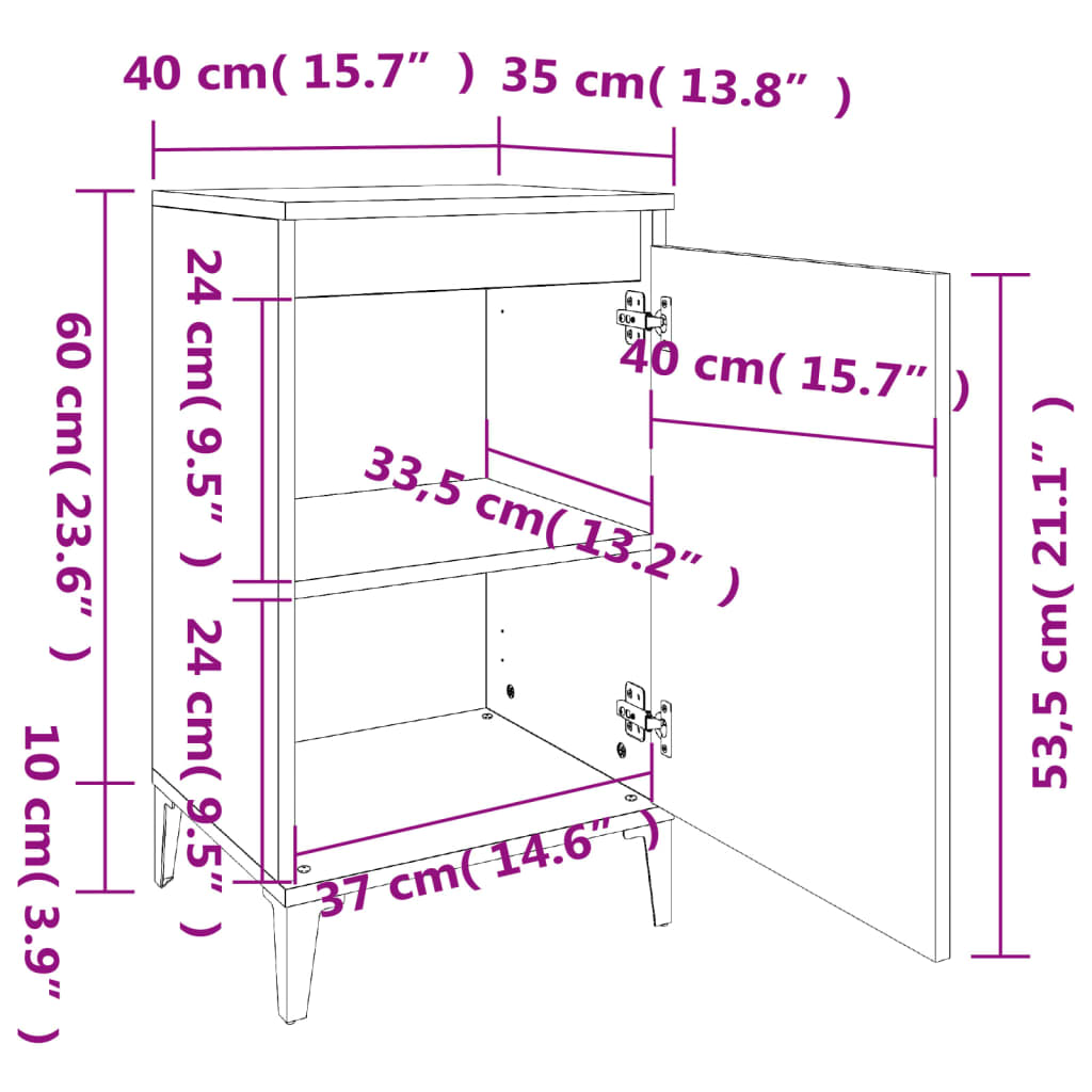 Noćni ormarići 2 kom crni 40 x 35 x 70 cm konstruirano drvo