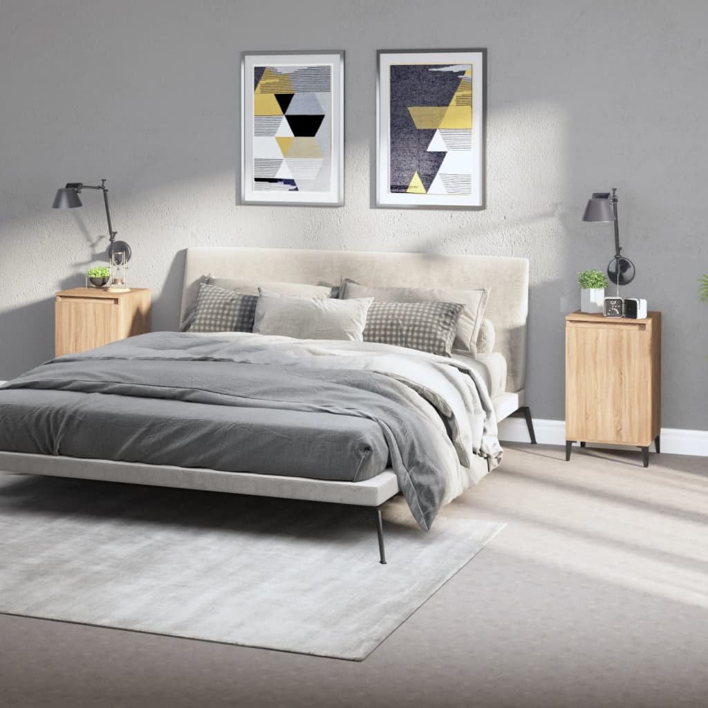 Noćni ormarići 2 kom boja hrasta 40x35x70 cm konstruirano drvo