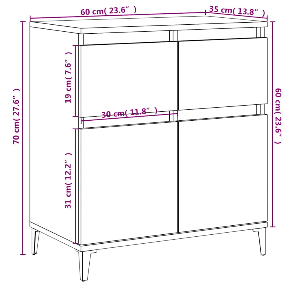 Komoda boja hrasta sonome 60 x 35 x 70 cm od konstruiranog drva
