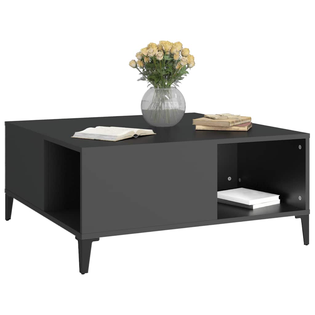 Stolić za kavu crni 80 x 80 x 36,5 cm od konstruiranog drva