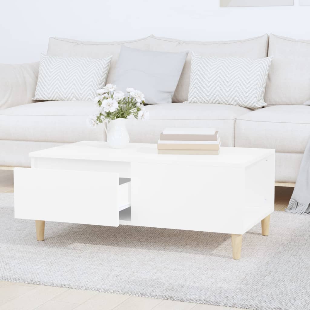 Stolić za kavu bijeli 90 x 50 x 36,5 cm od konstruiranog drva