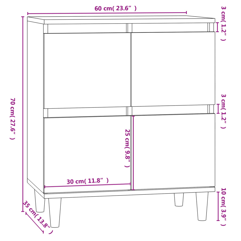 Komoda boja dimljenog hrasta 60 x 35 x 70 cm konstruirano drvo