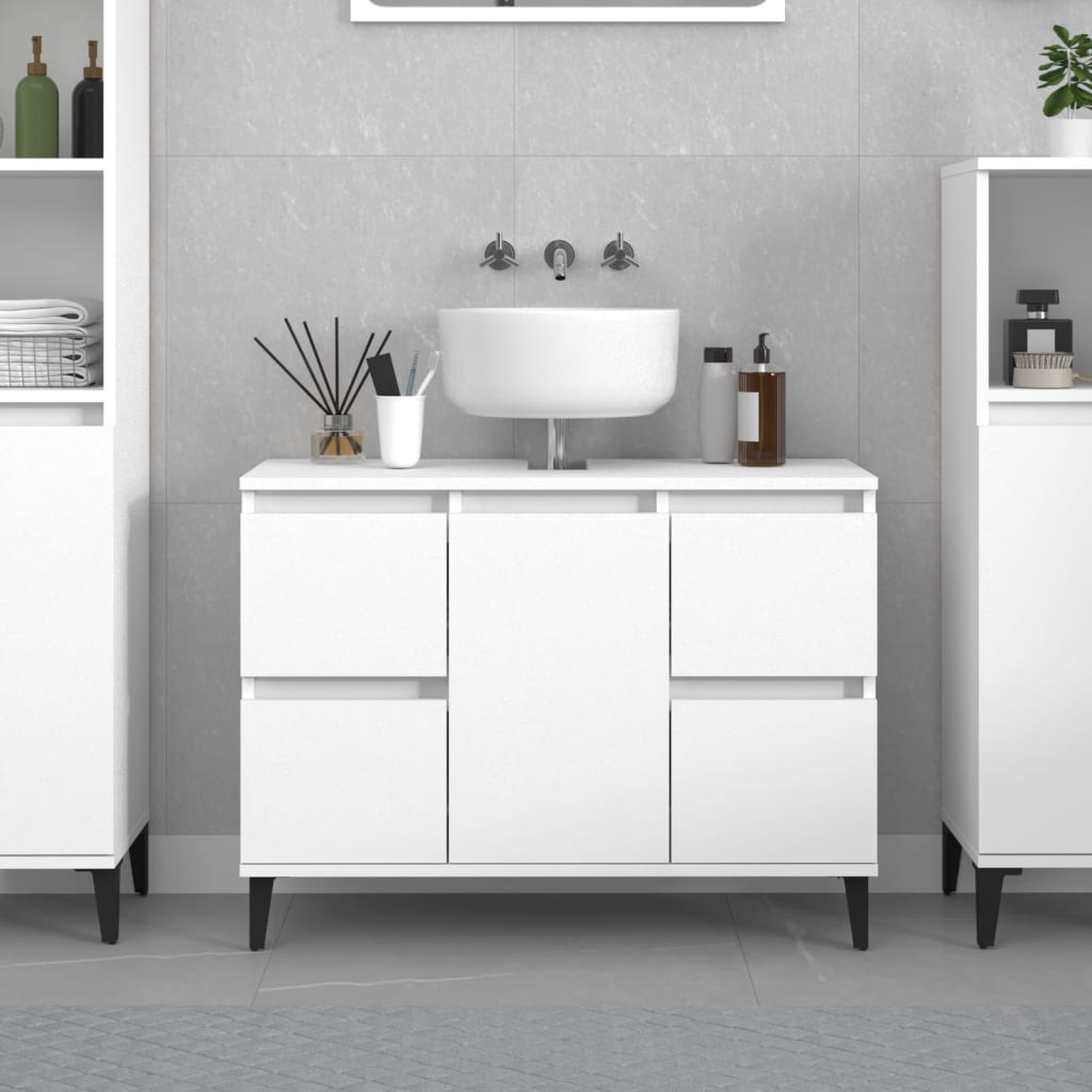 Ormarić za umivaonik bijeli 80 x 33 x 60 cm konstruirano drvo