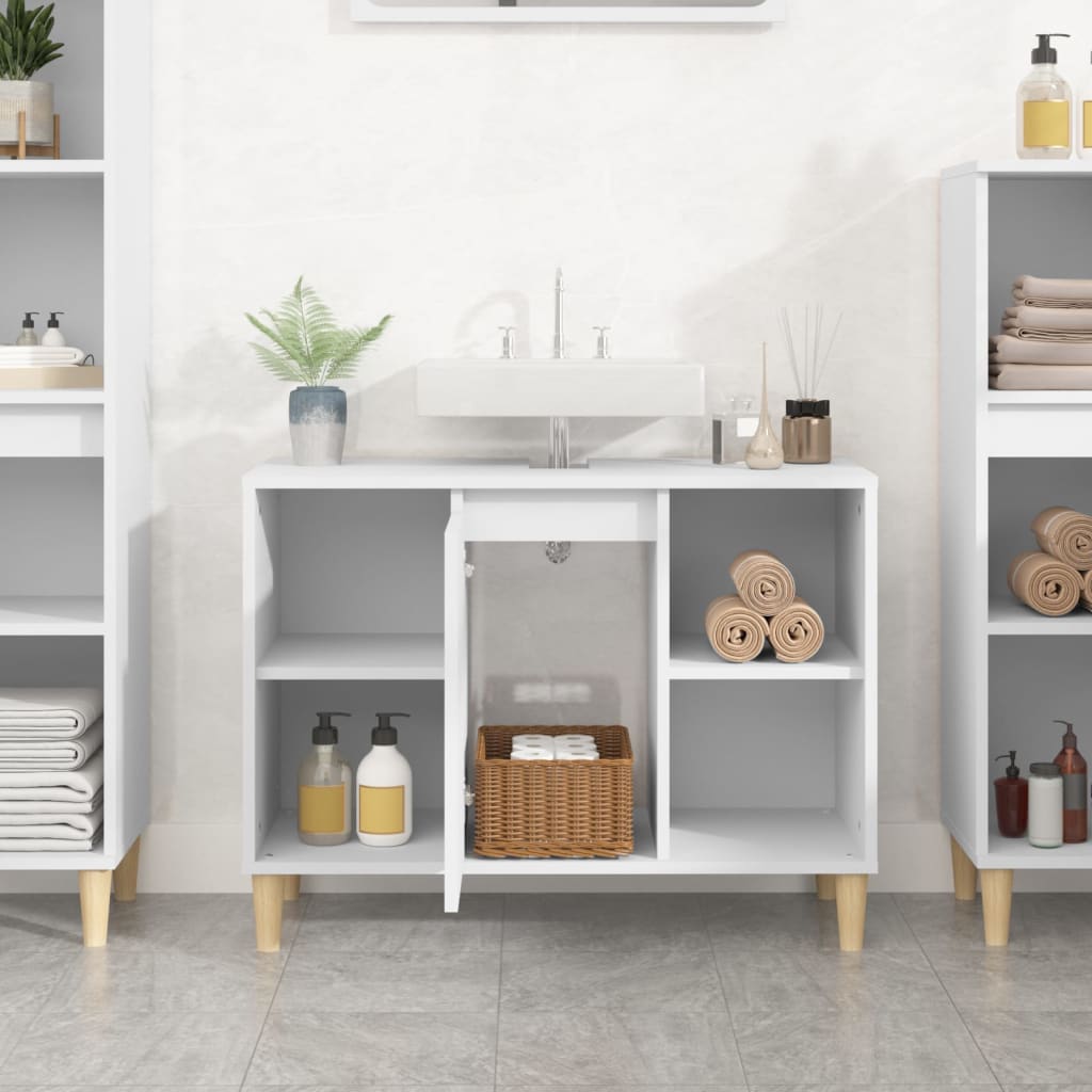 Ormarić za umivaonik bijeli 80 x 33 x 60 cm konstruirano drvo