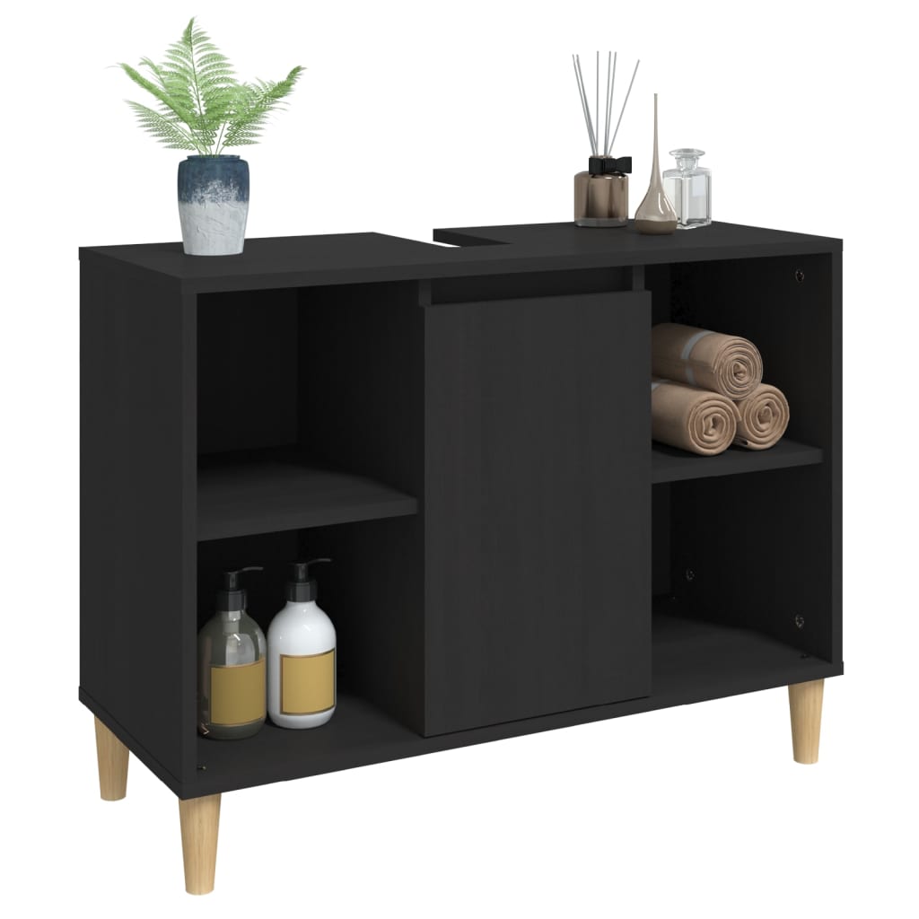 Ormarić za umivaonik crni 80 x 33 x 60 cm konstruirano drvo