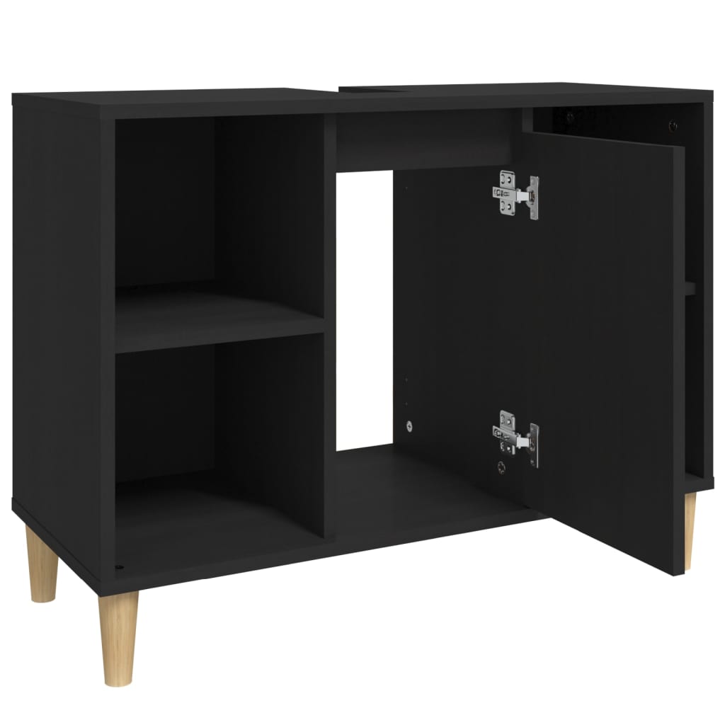 Ormarić za umivaonik crni 80 x 33 x 60 cm konstruirano drvo