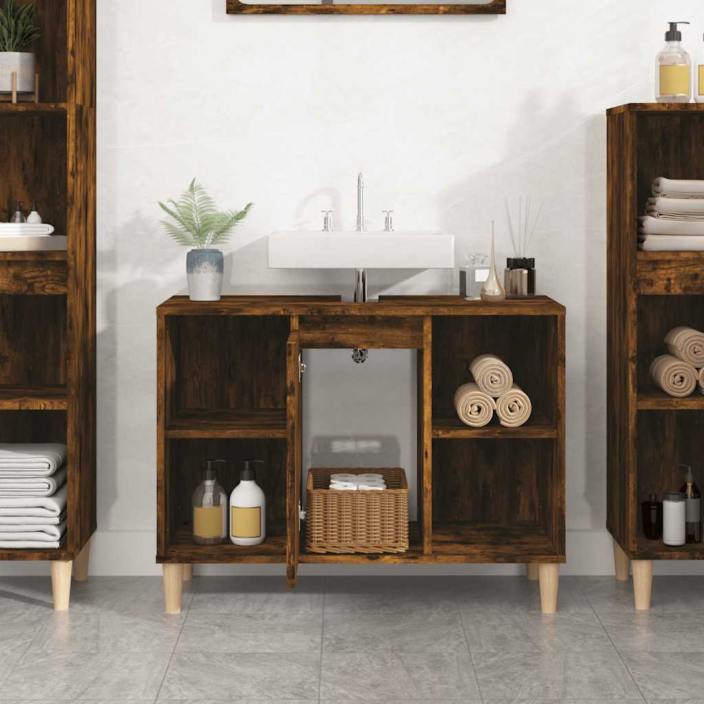 Ormarić za umivaonik boja dimljenog hrasta 80x33x60 cm drveni