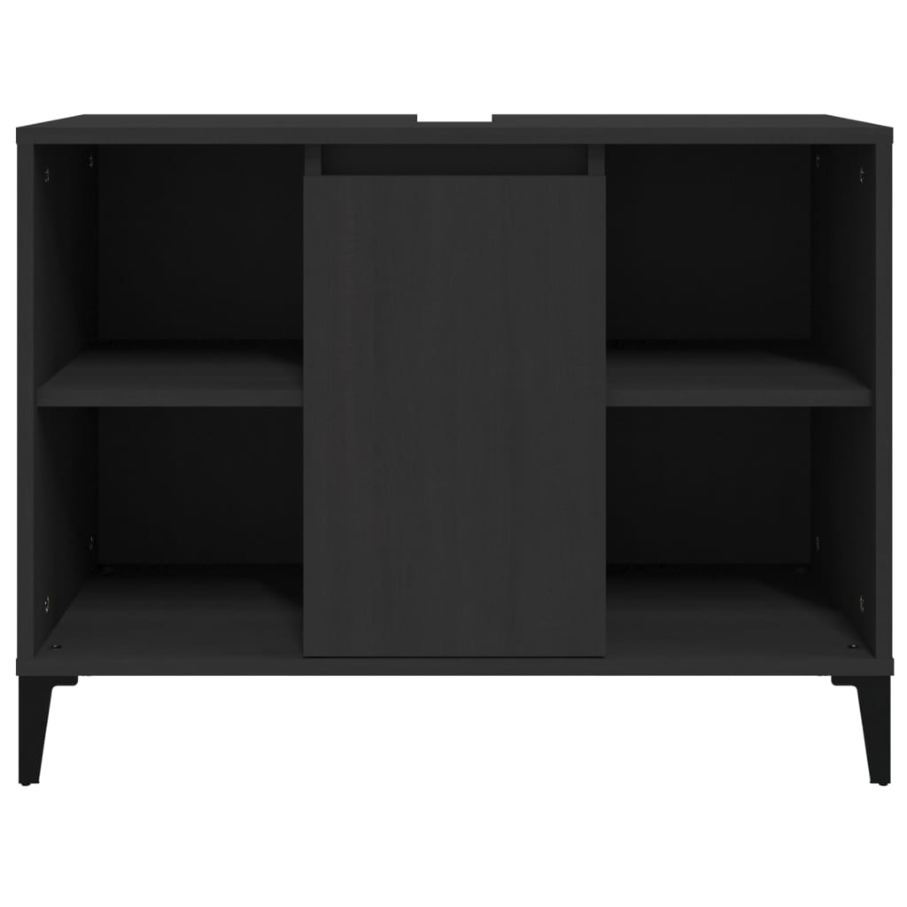 Ormarić za umivaonik crni 80 x 33 x 60 cm konstruirano drvo