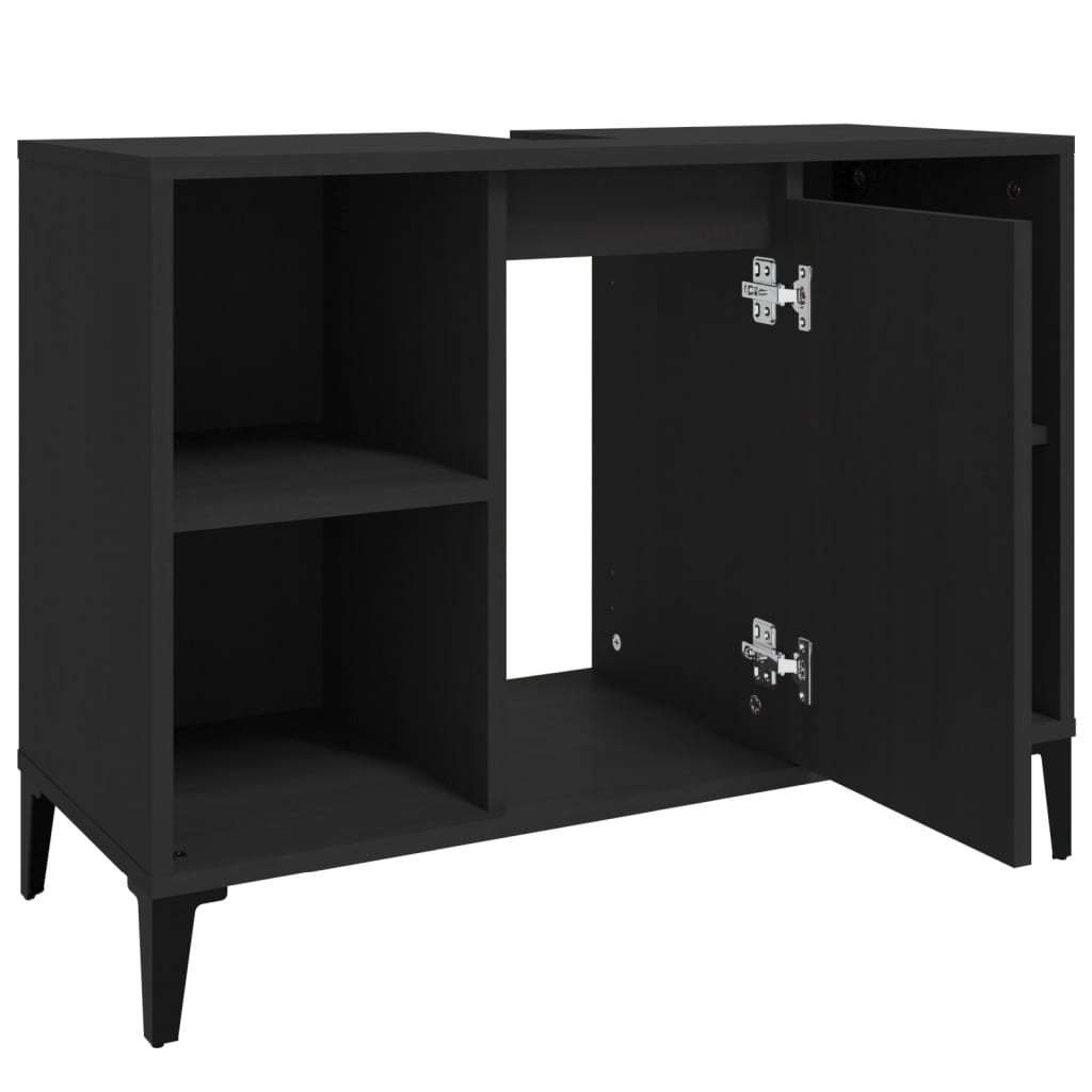 Ormarić za umivaonik crni 80 x 33 x 60 cm konstruirano drvo