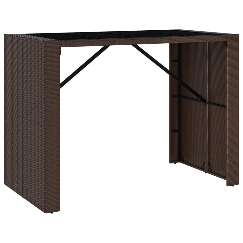 Barski stol sa staklenom pločom smeđi 145x80x110 cm poliratan