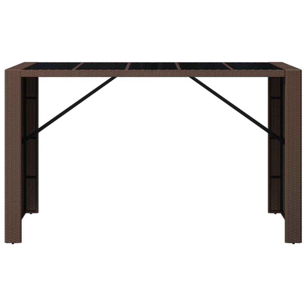 Barski stol sa staklenom pločom smeđi 185x80x110 cm poliratan