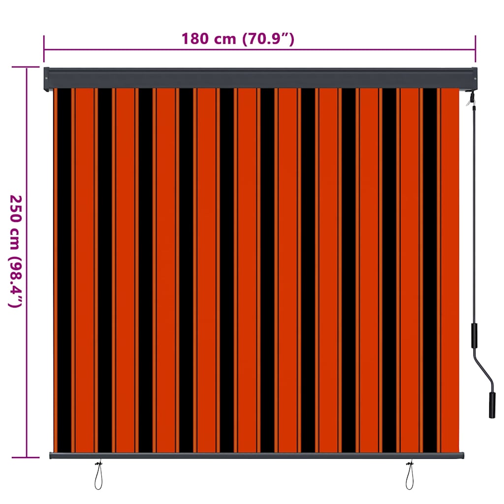 Rolo zavjesa Narančasta i smeđa 180 x 250 cm Tkanina i aluminij