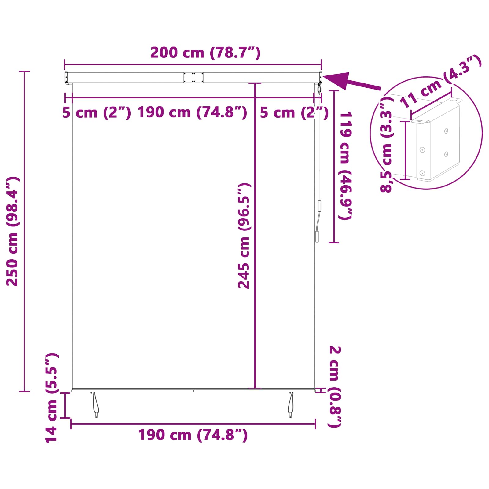 Rolo zavjesa Narančasta i smeđa 200 x 250 cm Tkanina i aluminij