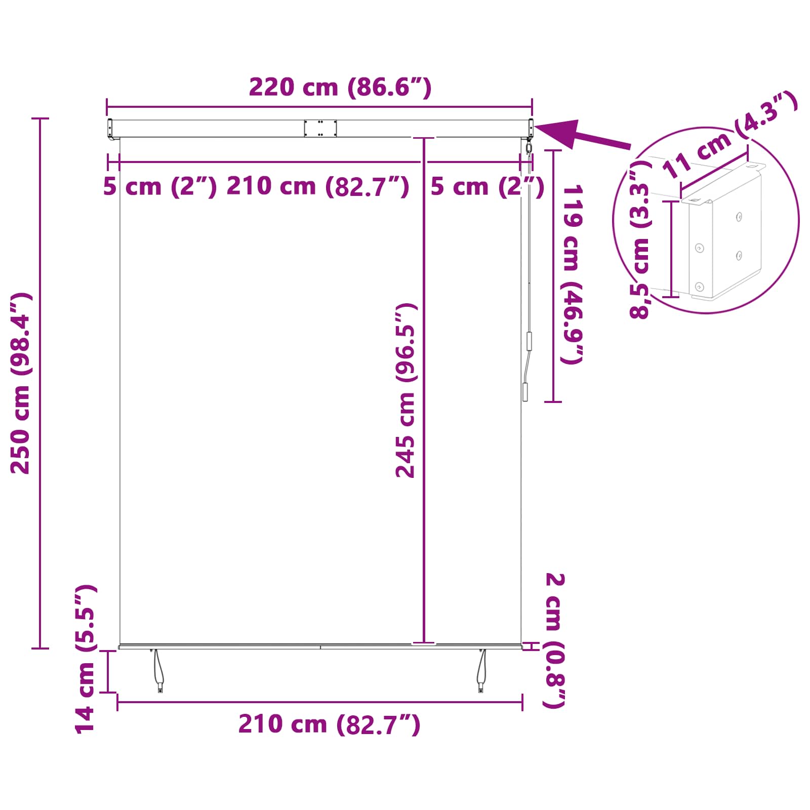Rolo zavjesa Žuta i plava 200 x 250 cm Tkanina i aluminij