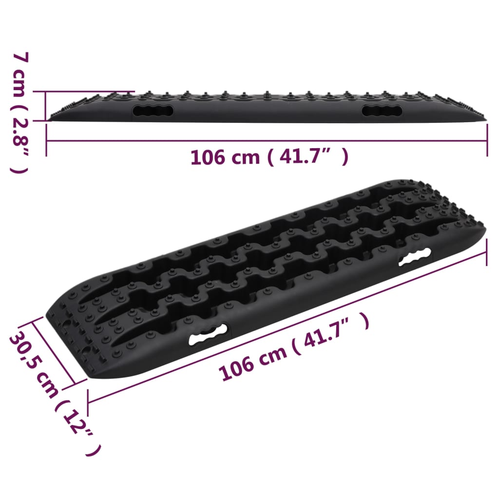 Daske za vuču 2 kom crne 106 x 30,5 x 7 cm najlonske