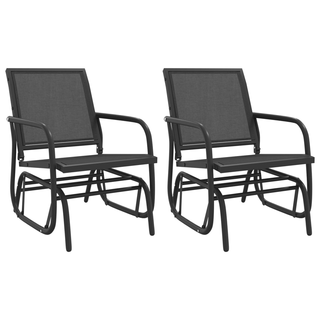 Vrtne stolice ljuljačke 2 kom crne 61x76x87 cm tekstil i čelik