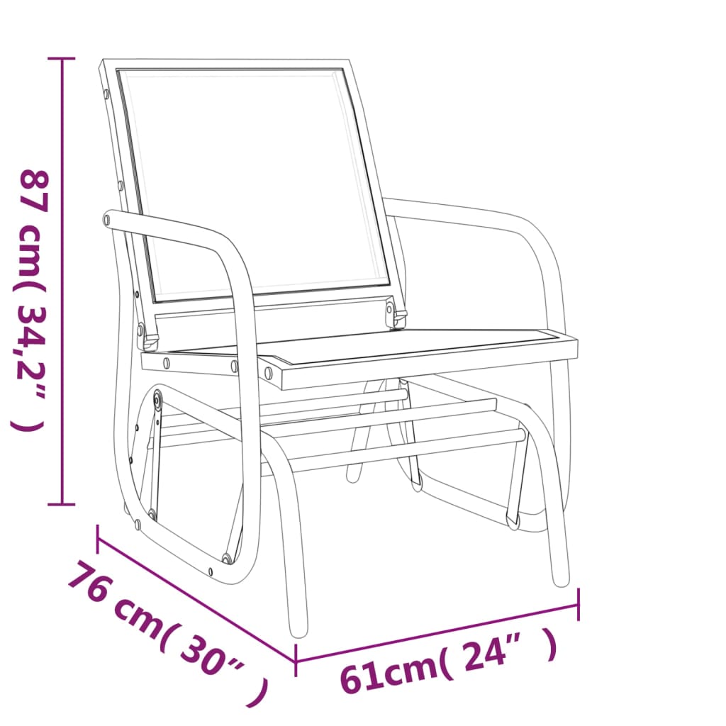 Vrtne stolice ljuljačke 2 kom crne 61x76x87 cm tekstil i čelik