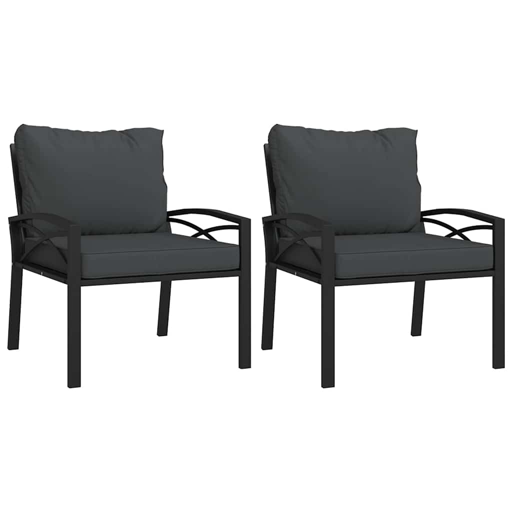 Vrtne stolice sa sivim jastucima 2 kom 68 x 76 x 79 cm čelične