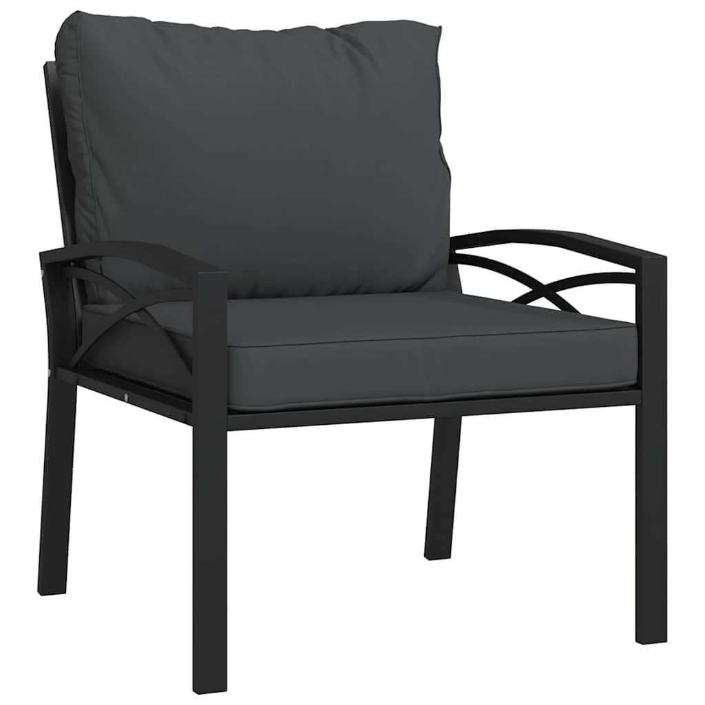 Vrtne stolice sa sivim jastucima 2 kom 68 x 76 x 79 cm čelične