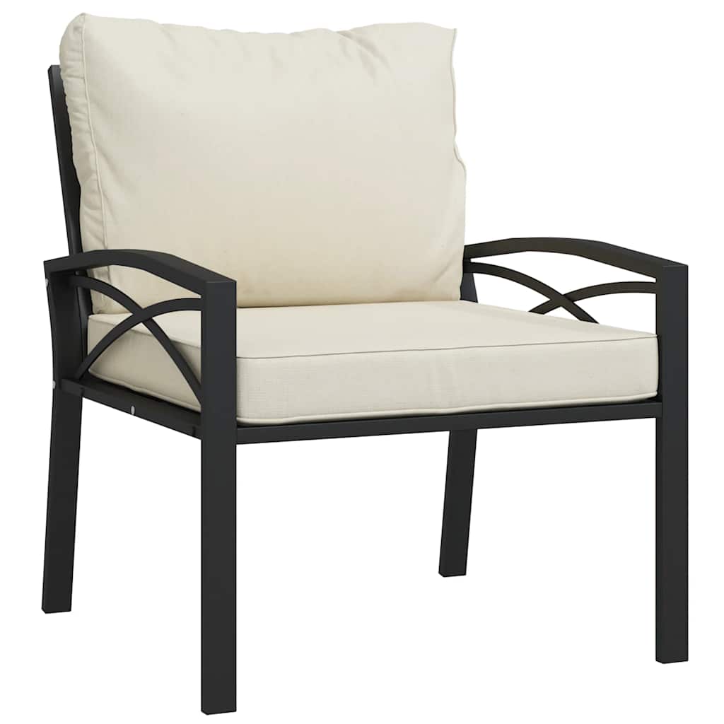 Vrtna stolica s jastucima boje pijeska 68 x 76 x 79 cm čelična