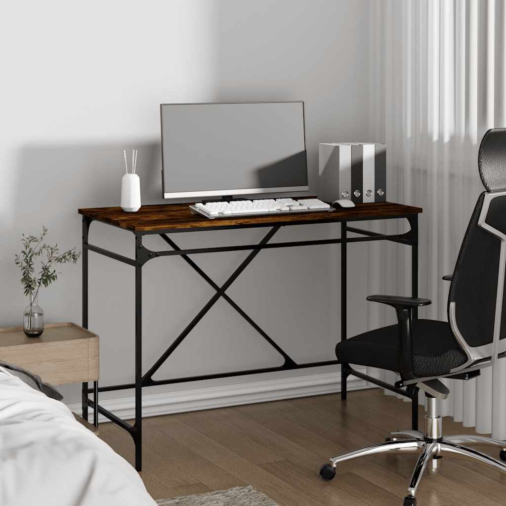Radni stol boja dimljenog hrasta 100x50x75 cm drvo i željezo