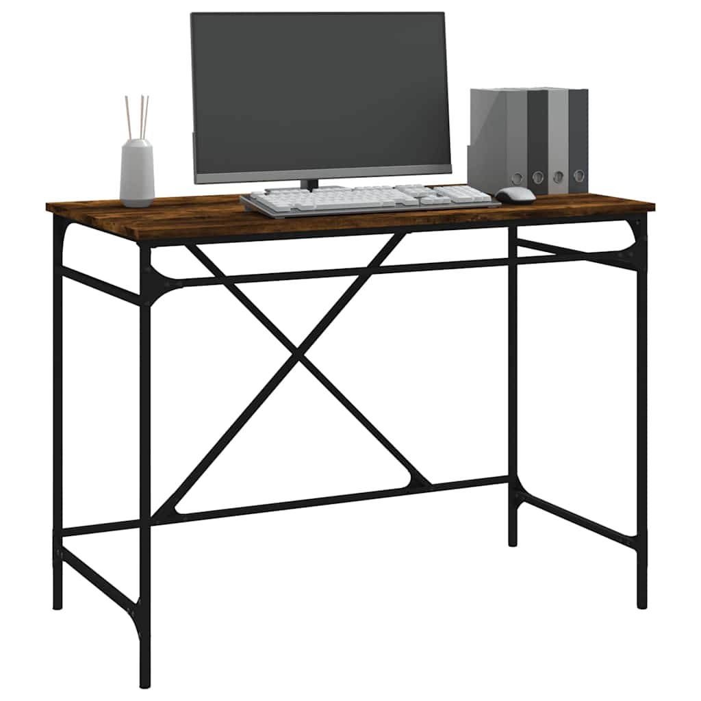 Radni stol boja dimljenog hrasta 100x50x75 cm drvo i željezo