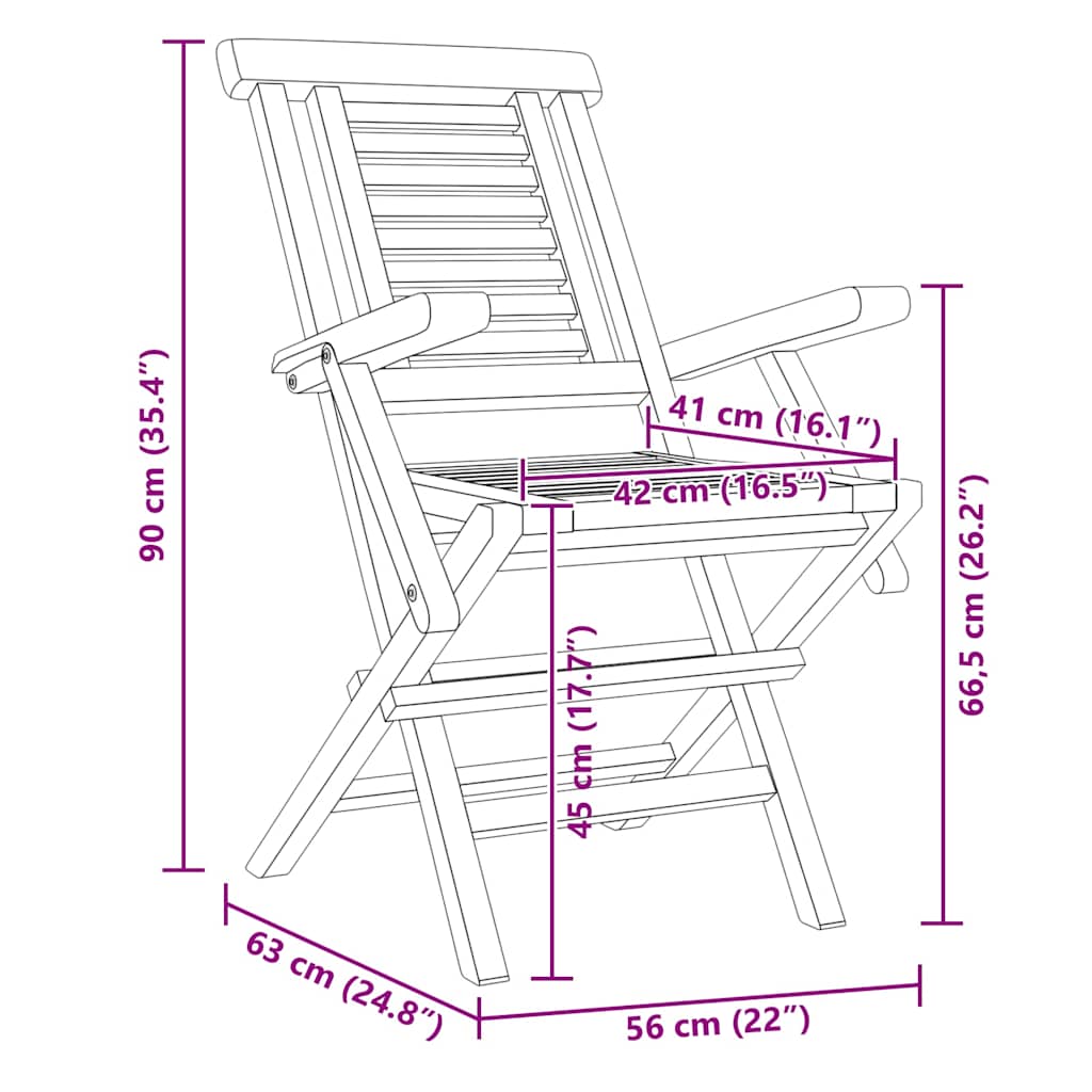 Sklopive vrtne stolice 4 kom 56x63x90 cm od masivne tikovine