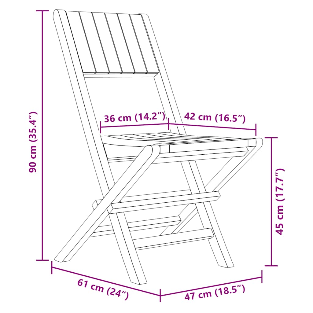 Sklopive vrtne stolice 8 kom 47x61x90 cm od masivne tikovine