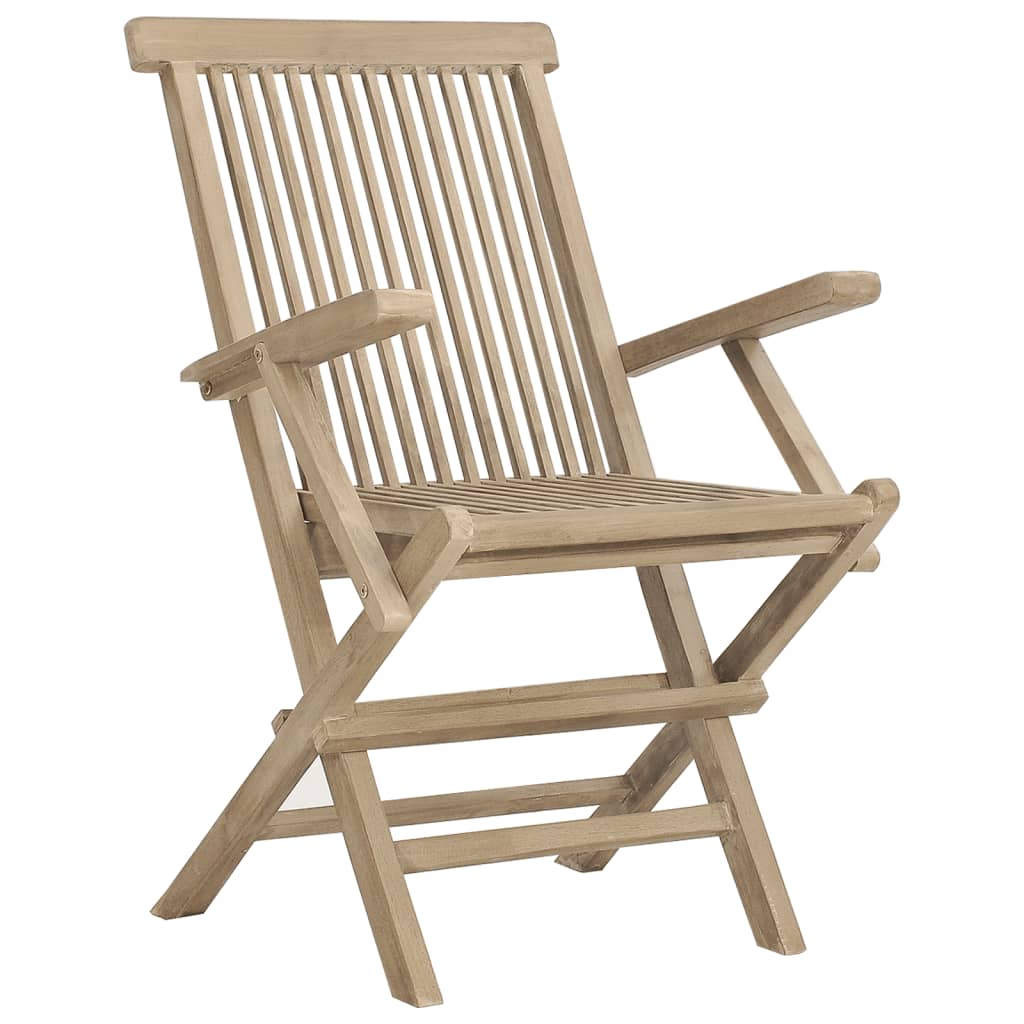Sklopive vrtne stolice 6 kom sive 56x61x89 cm masivna tikovina