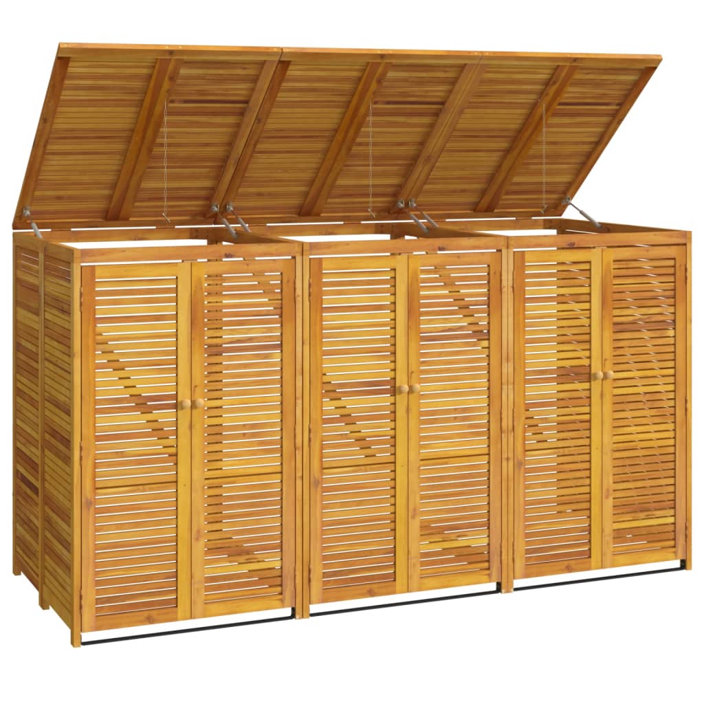 Spremište za 3 kante za smeće 210x89x117cm masivno drvo bagrema