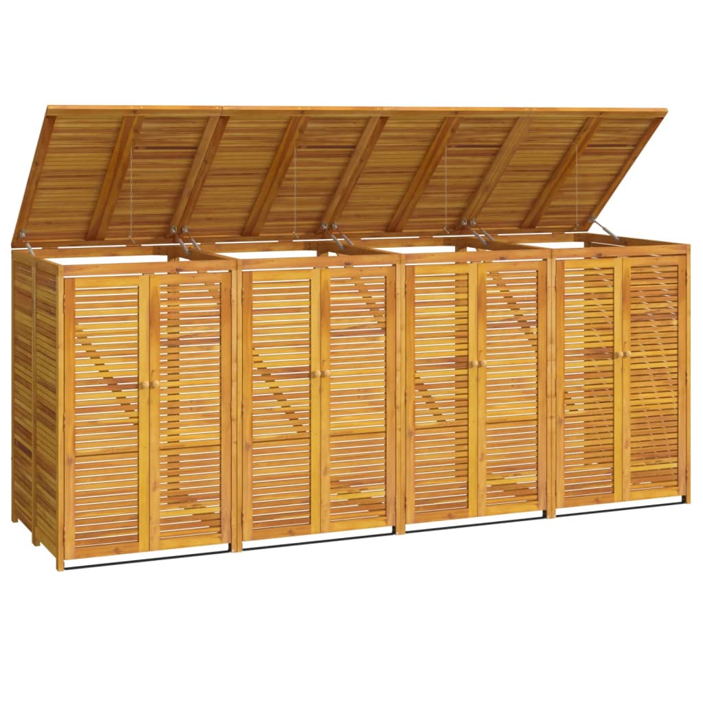 Spremište za 4 kante za smeće 280x89x117cm masivno drvo bagrema