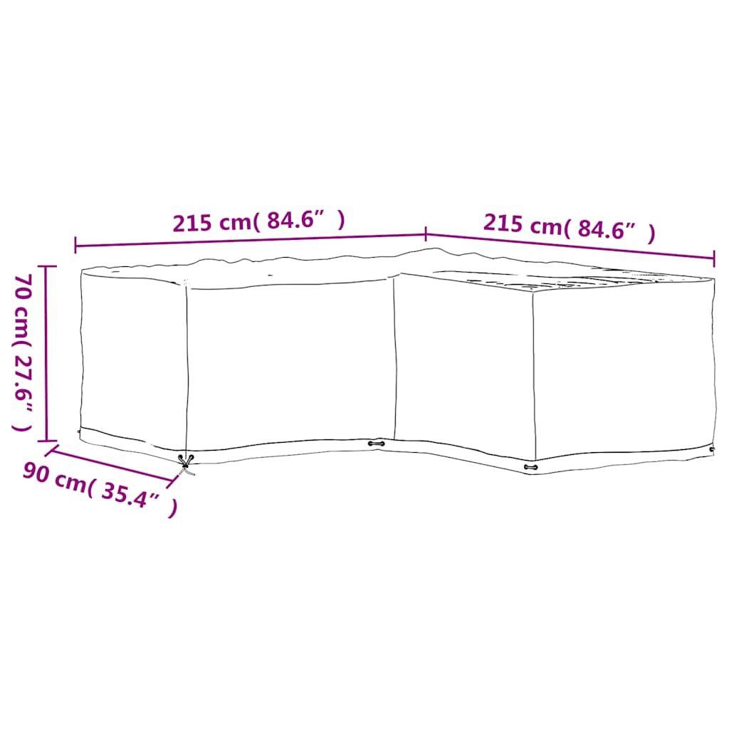 Navlake za kutnu vrtnu garnituru 2 kom s 16 ušica 215x215x70 cm