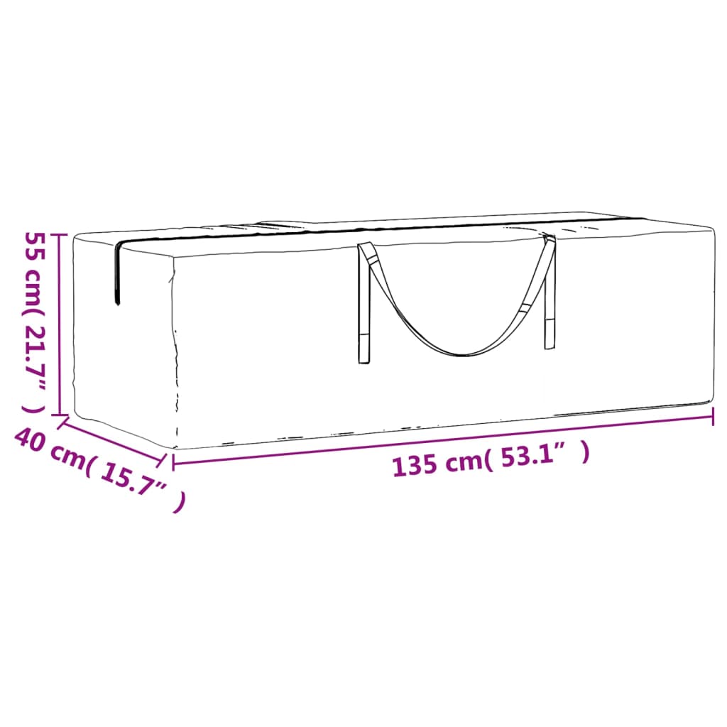 Vreće za vrtne jastuke 2 kom crne 135 x 40 x 55 cm polietilen